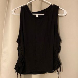 Lululemon cinched black cropped tank top